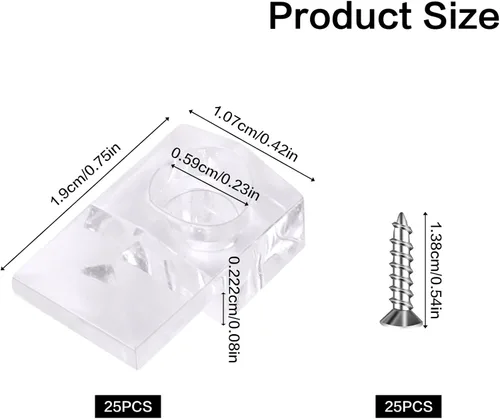 Miniatura 7 de 25 ganchos de espejo para pared, clips de soporte de espejo, clips de montaje de espejo de plástico transparente, kit de clips de retención
