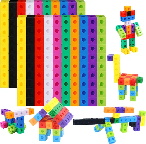 Miniatura 8 de SpriteGru - Juego de 100 cubos de enlace matemático, cubos matemáticos manipulativos que se conectan y cuentan, bloques de construcción