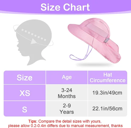 Miniatura 26 de Sombrero de sol para niños, protección UV, unicornio, verano, playa, jugar con ala ancha, solapa para el cuello para niñas y niños