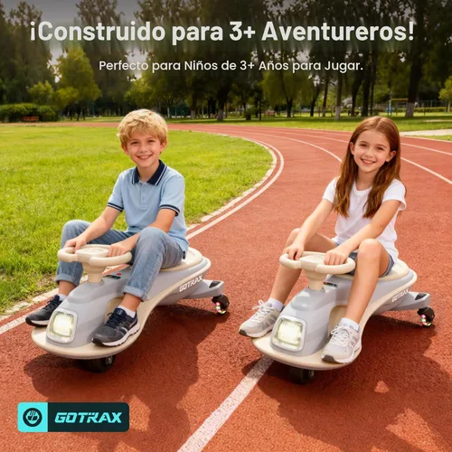 Miniatura 6 de Gotrax WG1 Auto eléctrico oscilante para niños, batería de 12V con hasta 120 minutos de tiempo de juego, altavoz de música y ruedas traseras con Gris