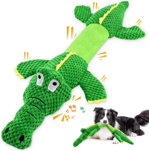 Miniatura 10 de WOWBALA Juguetes interactivos de tira y afloja para perros de razas pequeñas a grandes, juguetes chirriantes de peluche para cachorros con papel