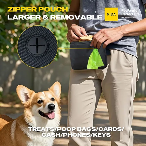 Miniatura 4 de Fida Correa de perro 3 en 1 manos libres con bolsa de cremallera, correas elásticas y reflectantes – Correa ajustable de 5 a 8 pies para correr