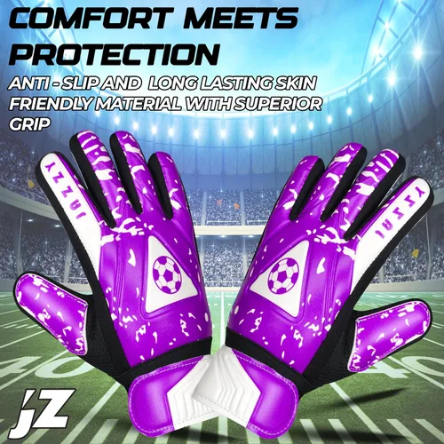 Miniatura 2 de Guantes de portero juvenil con doble protección para la muñeca, material de látex antideslizante Púrpura