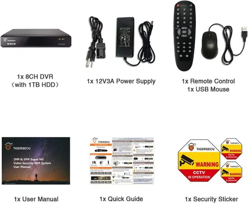 Miniatura 9 de TIGERSECU Grabadora de Seguridad DVR Super HD 1080P de 8 Canales con Disco Duro de 1TB, Grabadora DVR CCTV Híbrida 6-en-1 Compatible con Cámaras
