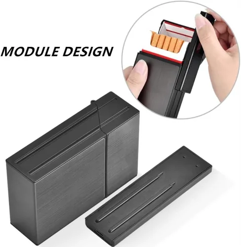 Miniatura 4 de 20 piezas de caja de aluminio para módulos de cigarrillos con encendedor eléctrico recargable por USB, estuche portátil de cigarrillos de aluminio