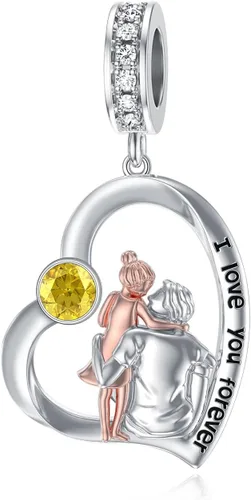 Miniatura 155 de PROESS Dije para padre, madre e hija, pulsera de plata de ley para pulseras, regalos de cumpleaños, día de San Valentín, para hija, madre, amante
