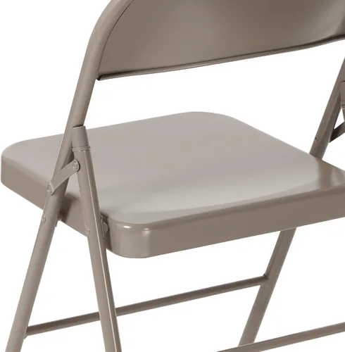 Miniatura 10 de Flash Furniture Paquete de 4 sillas plegables de metal gris con doble refuerzo de la serie HERCULES