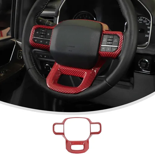 Miniatura 8 de Linskip Moldura para volante compatible con Ford F150 2015-2020 y F250 F350 Super Duty 2017-2022, para Ford Expedition 2018-2021, funda para Negro