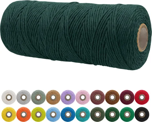 Miniatura 143 de JeogYong Cordón de macramé de un solo hilo 2mm x 164 yardas (492 pies) Cuerda de algodón suave, hilo de macramé 2 mm, suministros de macramé