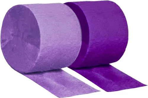 Serpentinas de papel crepé morado para fiestas, 6 rollos, 1.77 pulgadas x 82 pies