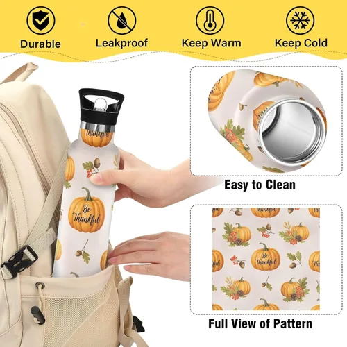 Miniatura 4 de Kids Water Bottle 20 Oz Water Bottle Insulated for Boys Girls, BPA-Free, Autumn Pumpkins