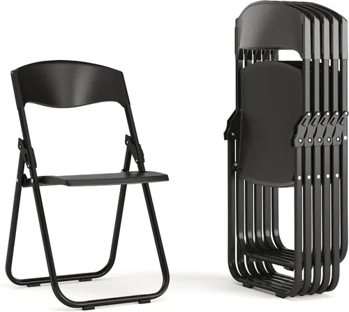 Flash Furniture HERCULES Series - Silla plegable de plástico negro resistente de 500 libras con soportes integrados