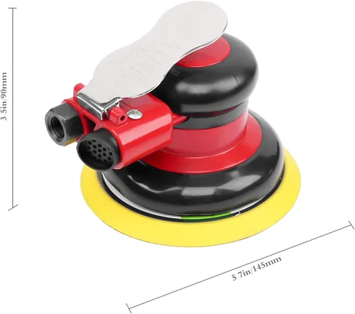 Miniatura 2 de Lijadora de palma orbital aleatoria de aire profesional, lijadora neumática de doble acción resistente con 1 placa de respaldo (5 pulgadas)