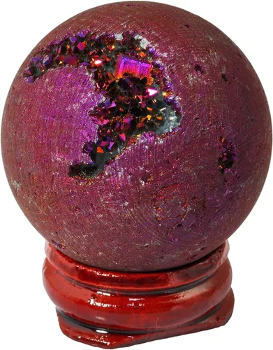 SUNYIK - Bola esfera drusa geoda con revestimiento de titanio, bola de cuarzo de vidrio, gema de ágata, escultura decorativa, curación.