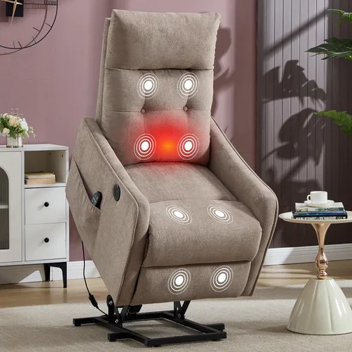 Miniatura 17 de Silla Reclinable con Elevación Eléctrica con Masaje de Vibración y Calor para Personas Mayores de Estatura Pequeña, Silla Elevadora Pequeña