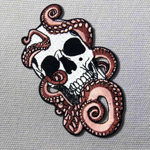 Miniatura 4 de Parche bordado de pulpo y calavera con apliques para planchar y coser emblema