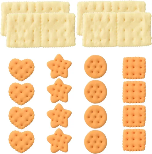 Galletas falsas, 20 unidades, 5 estilos, galletas artificiales de simulación, galletas de postre realistas, alimentos para el hogar, cocina, tienda,