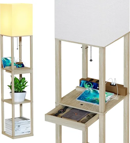 Miniatura 11 de SUNMORY - Lámpara de pie con estantes, lámpara de pie regulable con luz RGB y control por APP, lámpara de pie alta con estantes para sala de estar