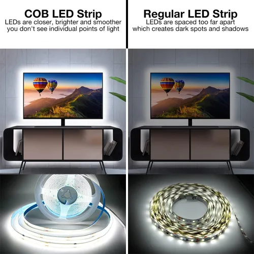Miniatura 3 de DAYBETTER Tira de LED COB, 16.4 pies de tira de luces LED blancas, tira de luz LED regulable 6500K blanco brillante del día, 24V, 1600LEDs, cinta