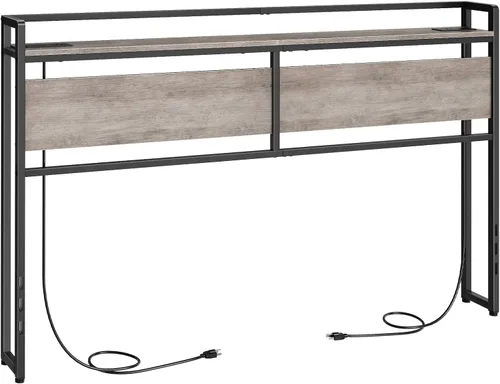Miniatura 13 de HOOBRO Cabecera tamaño King, cabecera con 2 salidas y 4 puertos USB, altura ajustable, estante de almacenamiento, resistente y estable, fácil Gris