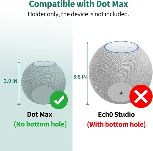Miniatura 3 de PlusAcc Soporte de pared para Dot Max y Dot 5, estante transparente resistente para Homepod Mini, soporte de soporte de ahorro de espacio, gestión