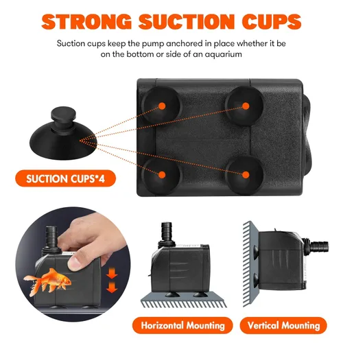 Miniatura 4 de Simple Deluxe Bomba de agua sumergible de 400 GPH con entrada ajustable, bomba de agua de fuente duradera de 30 W para pecera, hidroponía, fuentes