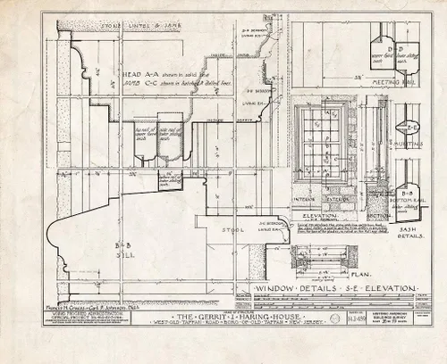 Historic Pictoric : Blueprint HABS NJ,2-TAPO,2- (Sheet 18 of 19) - Gerrit J. Haring House, West Old Tappan Road, Old Tappan, Bergen County, NJ 14in