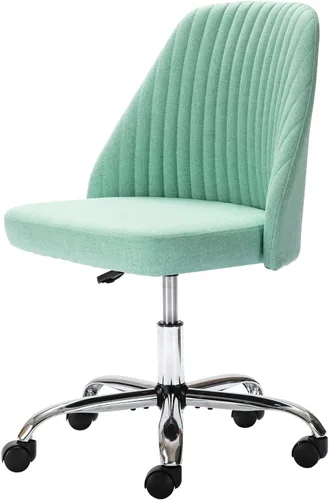 Silla de escritorio de oficina en casa, silla de tocador, moderna silla con ruedas de respaldo bajo, silla de oficina tapizada de sarga linda,