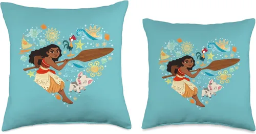 Miniatura 3 de Disney Princess Moana HEI Pua Collage - Almohada de corazón, 16 x 16 pulgadas, multicolor
