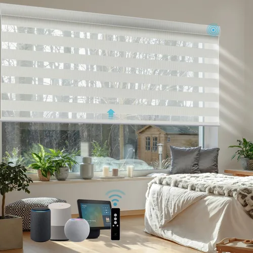 Miniatura 18 de SmartWings Persianas motorizadas de cebra con cenefa funcionan con Homekit Thread Alexa Z-Wave Smart de doble capa con control remoto, persiana