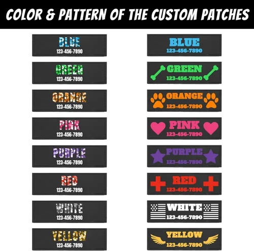 Miniatura 5 de Collar táctico personalizado para perro con parches de nombre y número de teléfono - Collar resistente personalizado con hebilla de cinturón