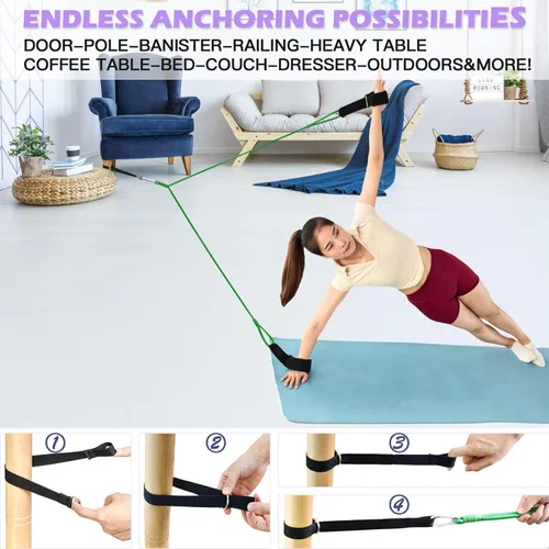 Miniatura 2 de ATENTO Sistema de pilates de resistencia, estilo reformador, pilates ligeros y portátiles para gimnasio en casa, 2 bandas de resistencia, 1 anclaje