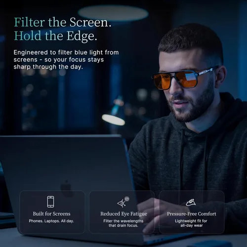 Miniatura 2 de Nox Sleep Lentes de bloqueo de luz azul para hombres, antifatiga ocular, para computadora y juegos, bloquean el 95% de la luz azul, reducen