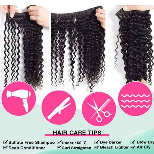 Miniatura 4 de Paquetes de Cabello Humano de Ondas Profundas （12 14 16 ）12A 100% Sin Procesar Cabello Humano Virgen Brasileño Profundo Rizado Tejido de Cabello