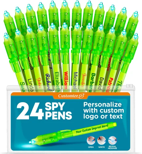 Miniatura 10 de Paquete de marcadores de tinta invisible que desaparecen personalizados, escritor de mensajes secretos personalizados con luz UV, diversión