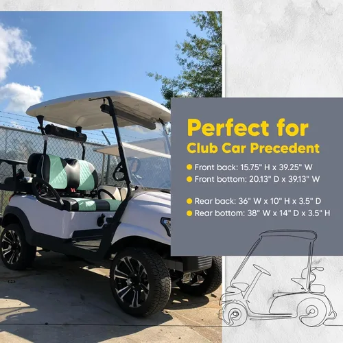Miniatura 4 de Club CAR Precedent - Fundas de asiento delantero para carrito de golf, costuras de diamante (negro/verde oscuro)