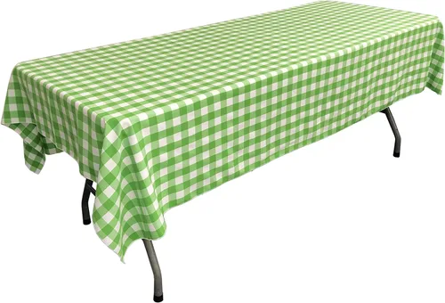 Miniatura 13 de LA Linen Mantel rectangular de poliéster Gingham a cuadros 60 por 84 pulgadas, blanco y verde oscuro