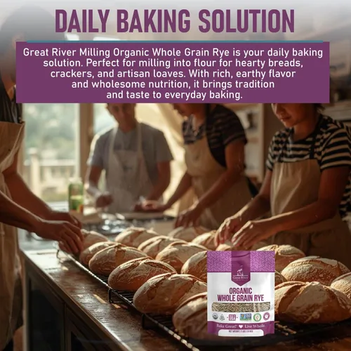 Miniatura 7 de Great River Organic Milling - Bayas orgánicas de centeno de grano entero Grano antiguo rico en fibra, rico en nutrientes, sin OMG, Kosher Ideal