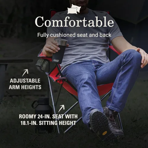 Miniatura 3 de Coleman Silla de Camping Quad de Malla Broadband con Bolsa de Transporte y Portavasos, Respaldo de Malla Refrescante con Brazos Ajustables, Ideal
