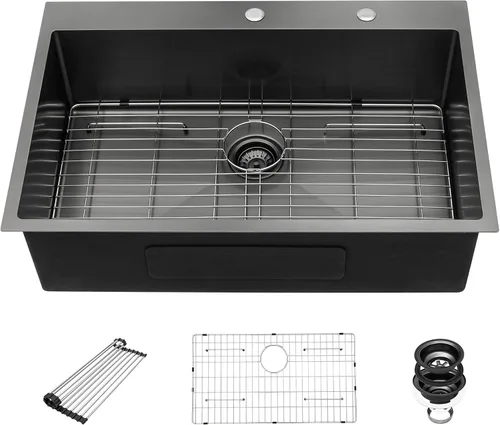 Miniatura 15 de Fregadero de cocina para exteriores, 21 x 20 pulgadas, fregadero de barra para exteriores, fregaderos de cocina de acero inoxidable de montaje