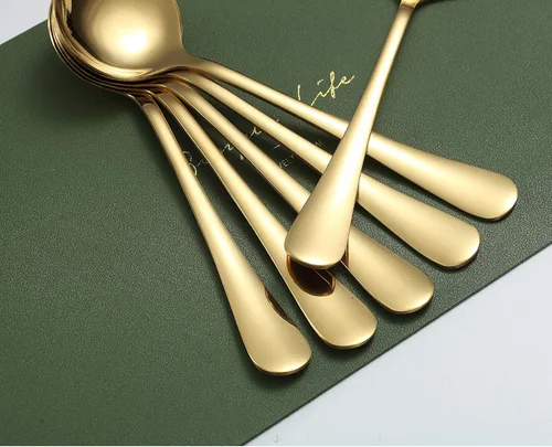 Miniatura 7 de Kyraton - Cucharas de sopa doradas, 6 cucharas redondas de acero inoxidable con chapado en titanio dorado, cuchara de mesa dorada, cucharas de 4. 6