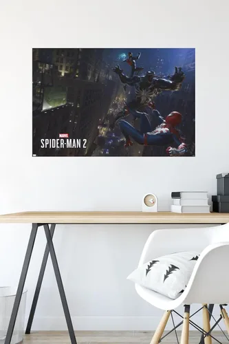 Miniatura 5 de Marvel's Spider-Man 2 - Póster de pared de lucha con veneno, 34 pulgadas de largo x 22.4 pulgadas de ancho, paquete de póster y montaje prémium