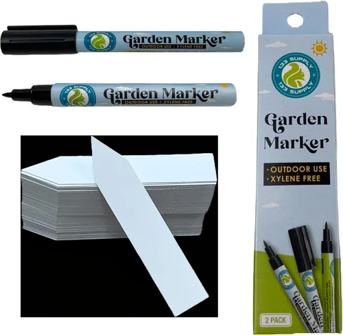 100 paquetes de etiquetas de plástico de 4" para plántulas con 2 paquetes de marcadores de jardín (marcadores de jardín resistentes a la