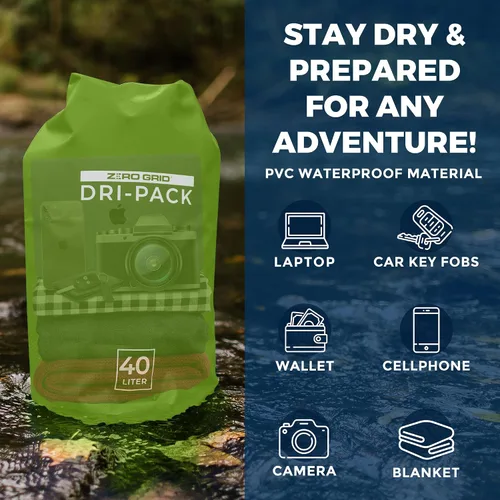 Miniatura 6 de Zero Grid Bolsa seca impermeable – La bolsa de secado flotante se mantiene seca tamaños de 10L/20L/30L/40L para mochileros, kayak, canotaje