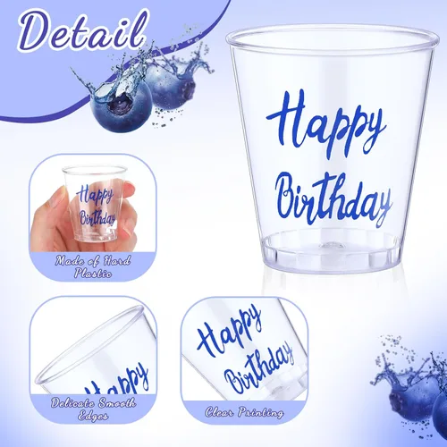 Miniatura 3 de Lallisa 100 vasos de chupito desechables de plástico de feliz cumpleaños, 2 onzas, vaso de chupito de cumpleaños, degustación de bebidas