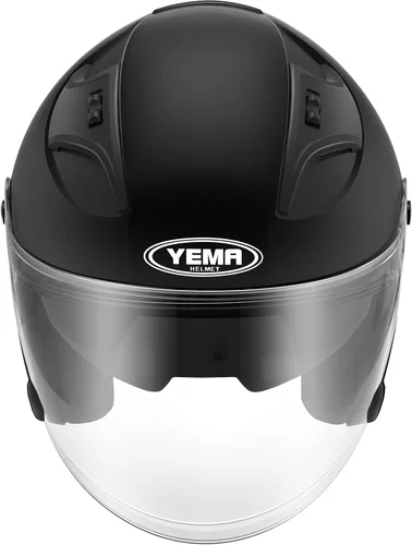 Miniatura 4 de Casco abierto para motocicleta, YEMA YM-637 aprobado por DOT, medio casco 3/4 con visera solar para adultos, hombres y mujeres Negro mate