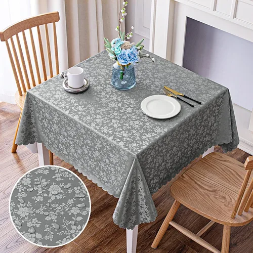 Miniatura 104 de Smiry Mantel cuadrado, mantel de vinilo resistente al agua, lavable, para cocina y comedor (azul bebé, 54 x 54 pulgadas)
