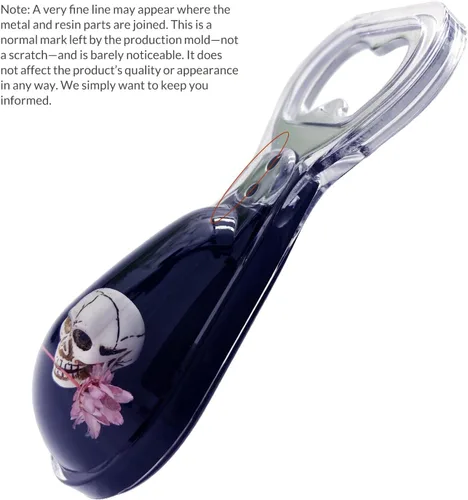 Miniatura 7 de Abrebotellas Magnético – Diseño Original Calavera Mordiendo Flor en Resina Negra – Imán Fuerte para Nevera – Regalo Ligero para Decoración Gótica