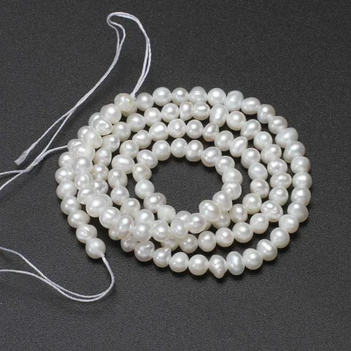 Miniatura 3 de Cuentas de perlas de agua dulce de 0.078 a 0.118 pulgadas (2 a 0.118 in) cuentas sueltas cultivadas blancas para bricolaje DIY cuentas de piedras