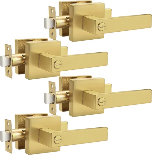 Miniatura 123 de Probrico Paquete de 4 manijas de puerta simuladas en negro mate, manijas interiores que no giran, manijas reversibles resistentes para interiores
